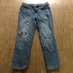 Madewell Mid-Rise Perfect Vintage Jean Knee-Rip Edition Medium Wash size 30